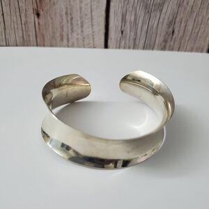 Sculpted Elegance Sterling Silver 925 Cuff Bracelet